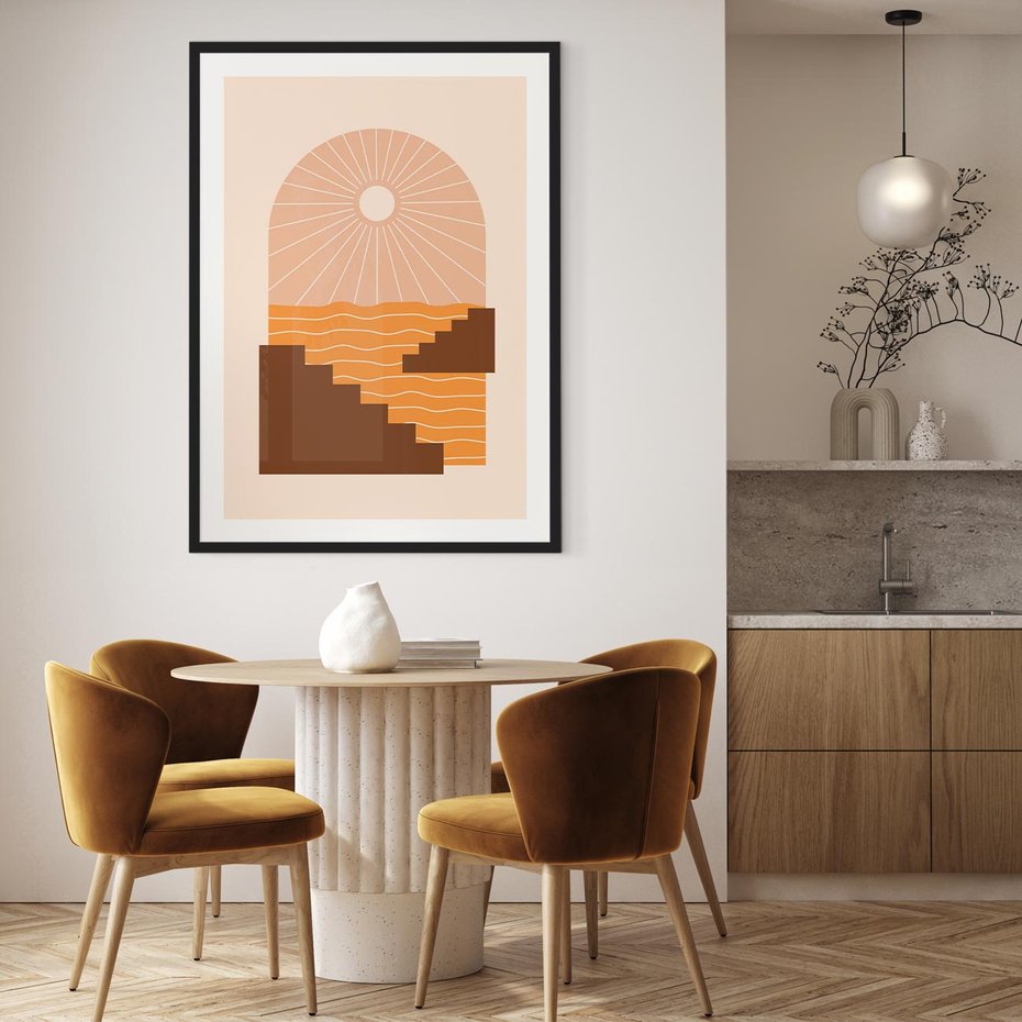 Plakat bez ramy 30x40 - Słoneczne Inspiracje w Stylu Boho - boho grafika, słońce