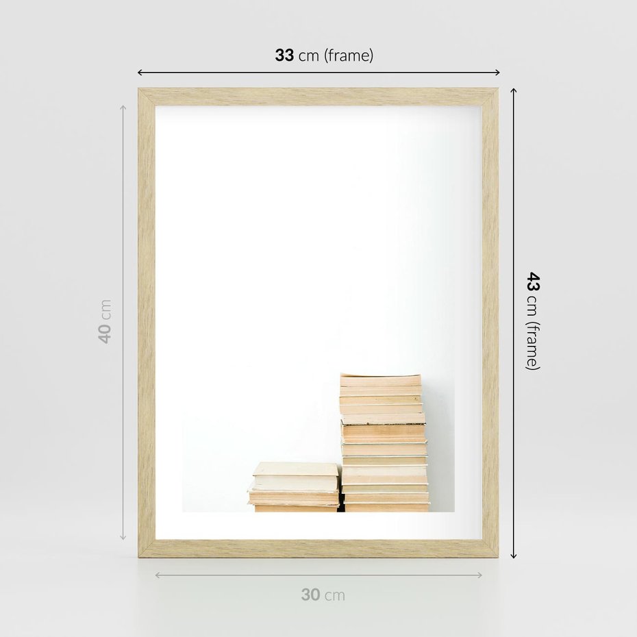 Plakat w ramie 30x40 - Estetyka Literatury - stos książek, minimalistyczna kompozycja - rama drewno