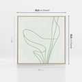 Obraz w ramie 50x50 - Zielona Równowaga Linii - abstrakcyjne delikatne zielone linie, nowoczesny plakat - rama drewno