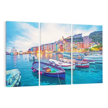 Obraz na płótnie 120x80 - Tańczące kolory zachodu - nadmorskie kolorowe miast, kolorowe budynki na brzegu