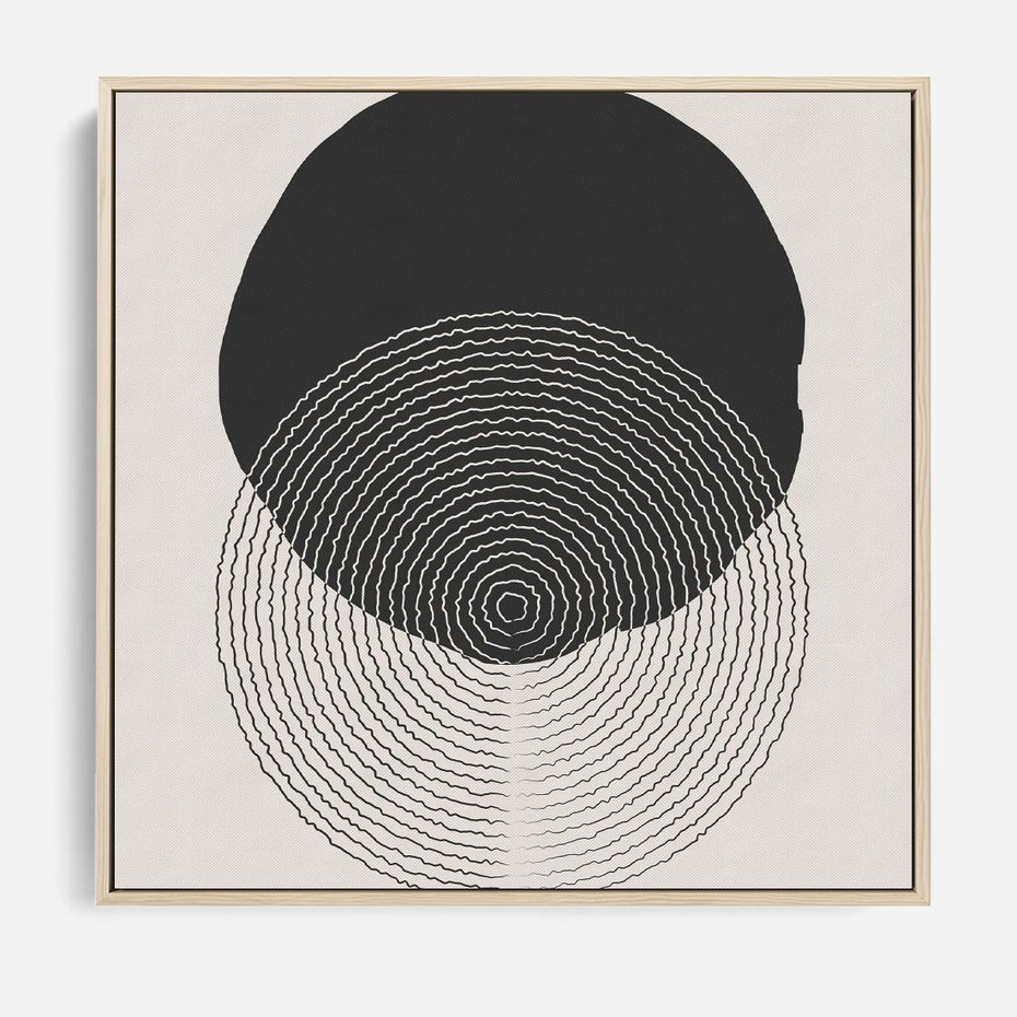 Obraz w ramie 80x80 - Boho Przenikanie Uroku - abstrakcyjna kompozycja, okręgi - rama drewno