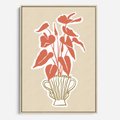 Obraz w ramie 50x70 - Harmonijne Echa - abstrakcyjne kwiaty liście, elegancka kompozycja - rama drewno