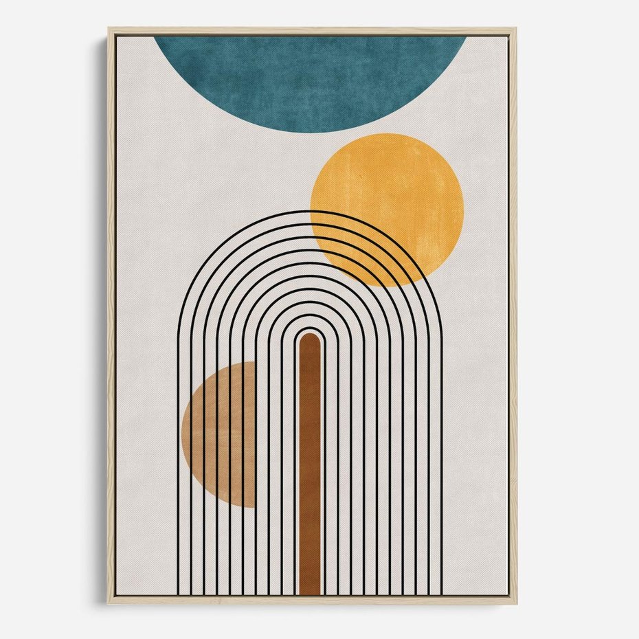 Obraz w ramie 80x120 - Wewnętrzne Labirynty Form - styl mid century, nowoczesna sztuka - rama drewno