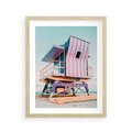 Plakat w ramie 40x50 - Miami Beach - plaża miami, domek ratownika - rama drewno