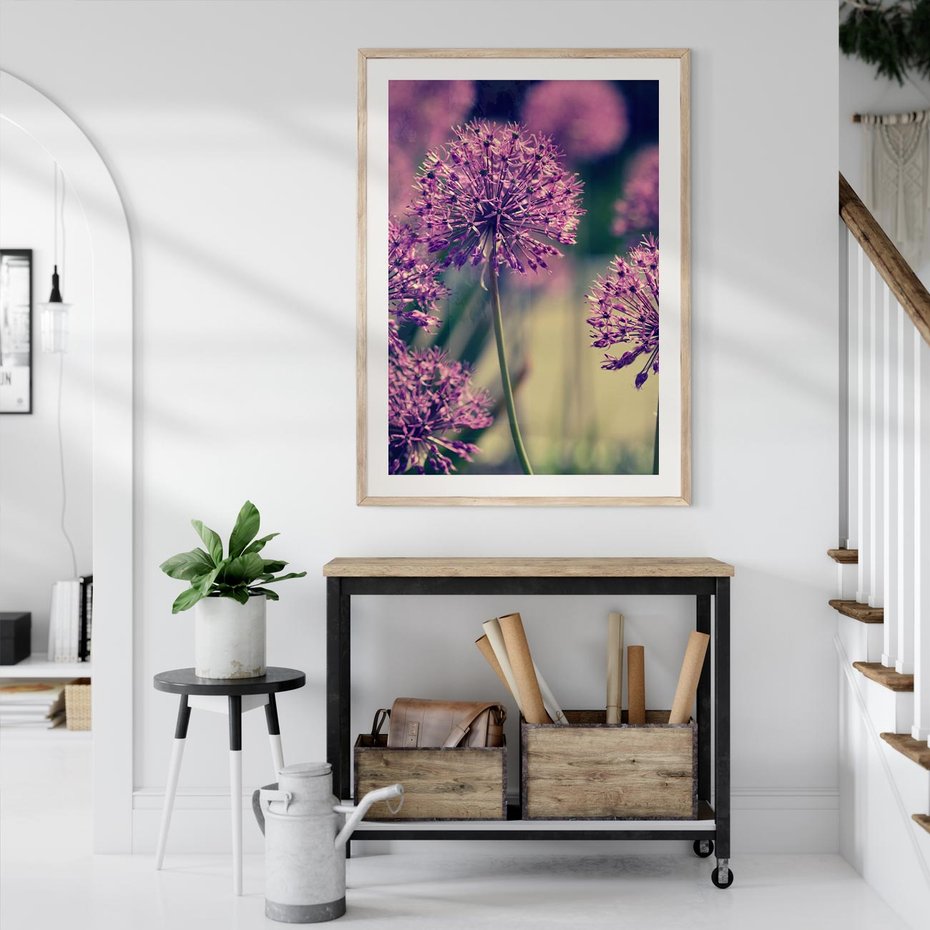 Plakat w ramie 30x40 - Kwiatowa łąka w pełnym rozkwicie - kwiaty, łąka - rama drewno