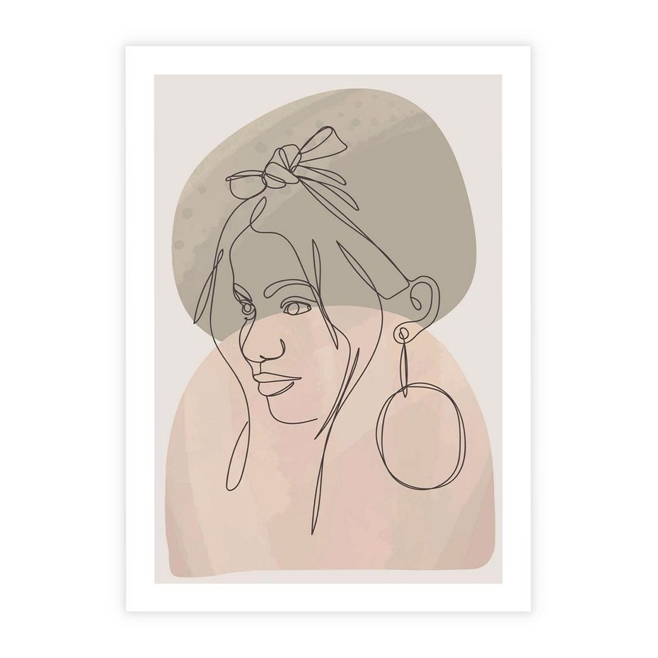 Plakat bez ramy 40x50 - Kobieta w Linii: Akwarelowa Harmonia - kobieta one line, grafika