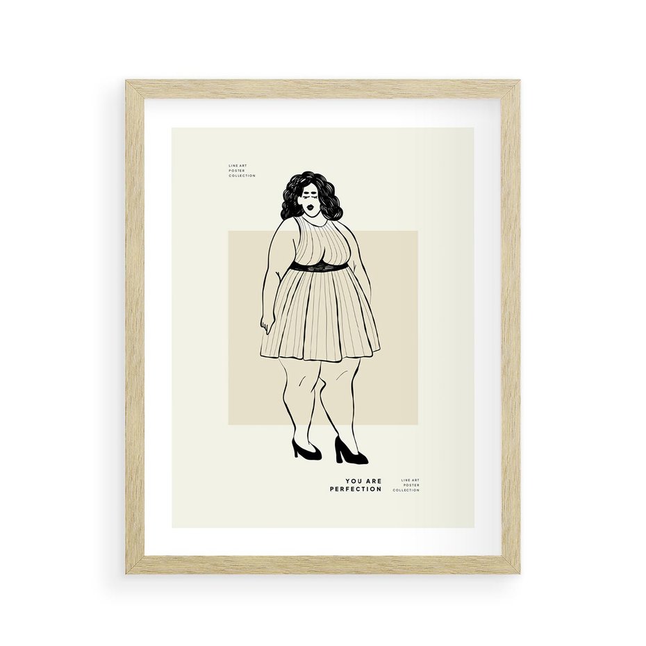 Plakat w ramie 40x50 - Ekspresja Wewnętrznych Emocji - kobieta, samoakceptacja - rama drewno