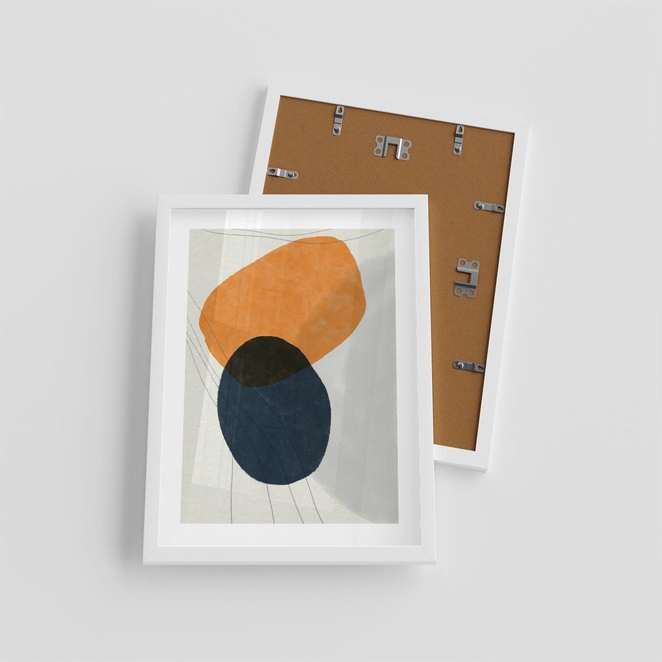 Plakat w ramie 30x40 - Podróżne Pastelowe Pejzaże - geometryczne elementy, stonowane kolory - rama biała