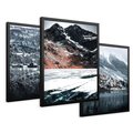 Zestaw obrazy w ramie 40x50 galeria - Norweskie, domki, góry, zima - rama czarna