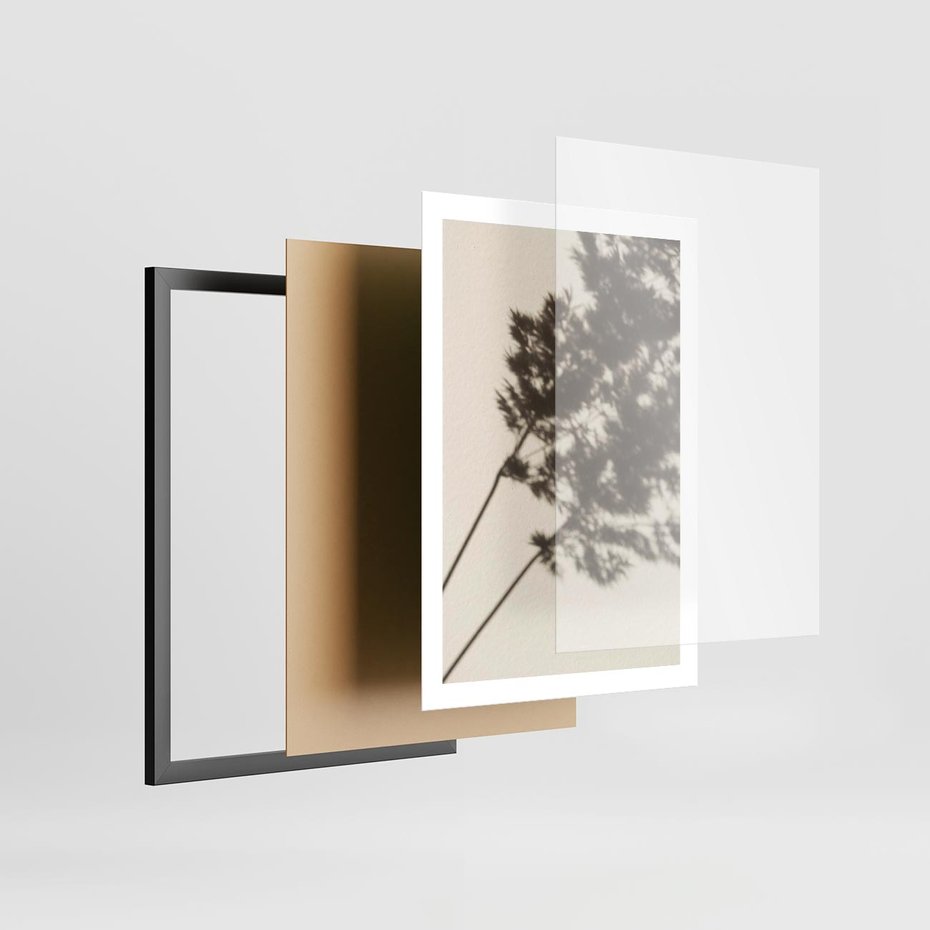 Plakat w ramie 50x70 - Tajemniczy Cień Traw - cień traw, na ścianie - rama czarna