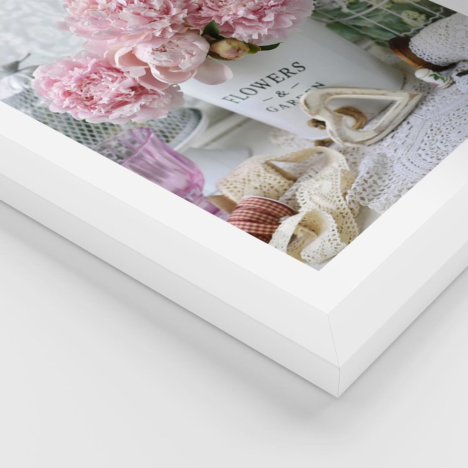 Plakat w ramie 30x40 - Miłość w powietrzu - kwiaty, romantyczne - rama biała