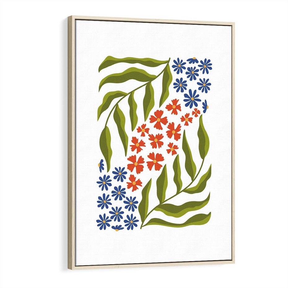 Obraz w ramie 80x120 - Splątane Granice - kwiaty, sztuka nowoczesna - rama drewno