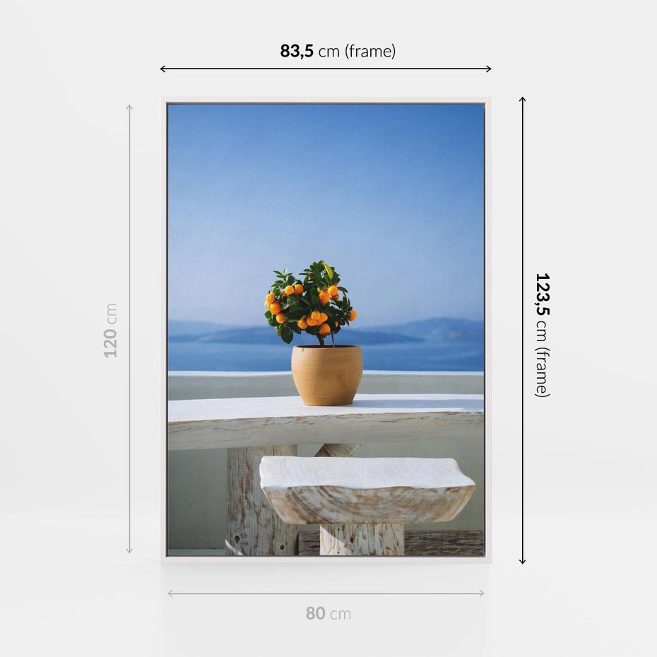 Obraz w ramie 80x120 - Uroki Santorini - Santorini, Grecja - rama biała