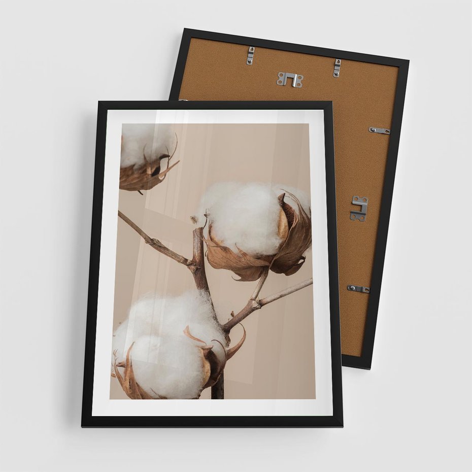 Plakat w ramie 50x70 - Bawełniana melancholia - bawełna, suche - rama czarna