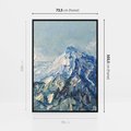 Obraz w ramie 70x100 - Majestat Błękitnych Szczytów - olejny obraz, górski pejzaż - rama czarna