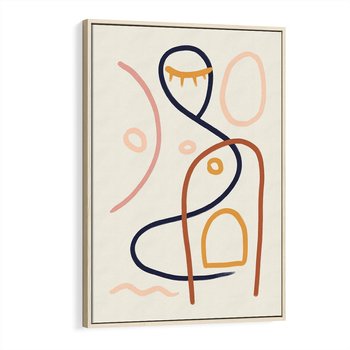 Obraz w ramie 80x120 - Mgnienie Oka - abstrakcja w stylu picasso, beżowe tło - rama drewno