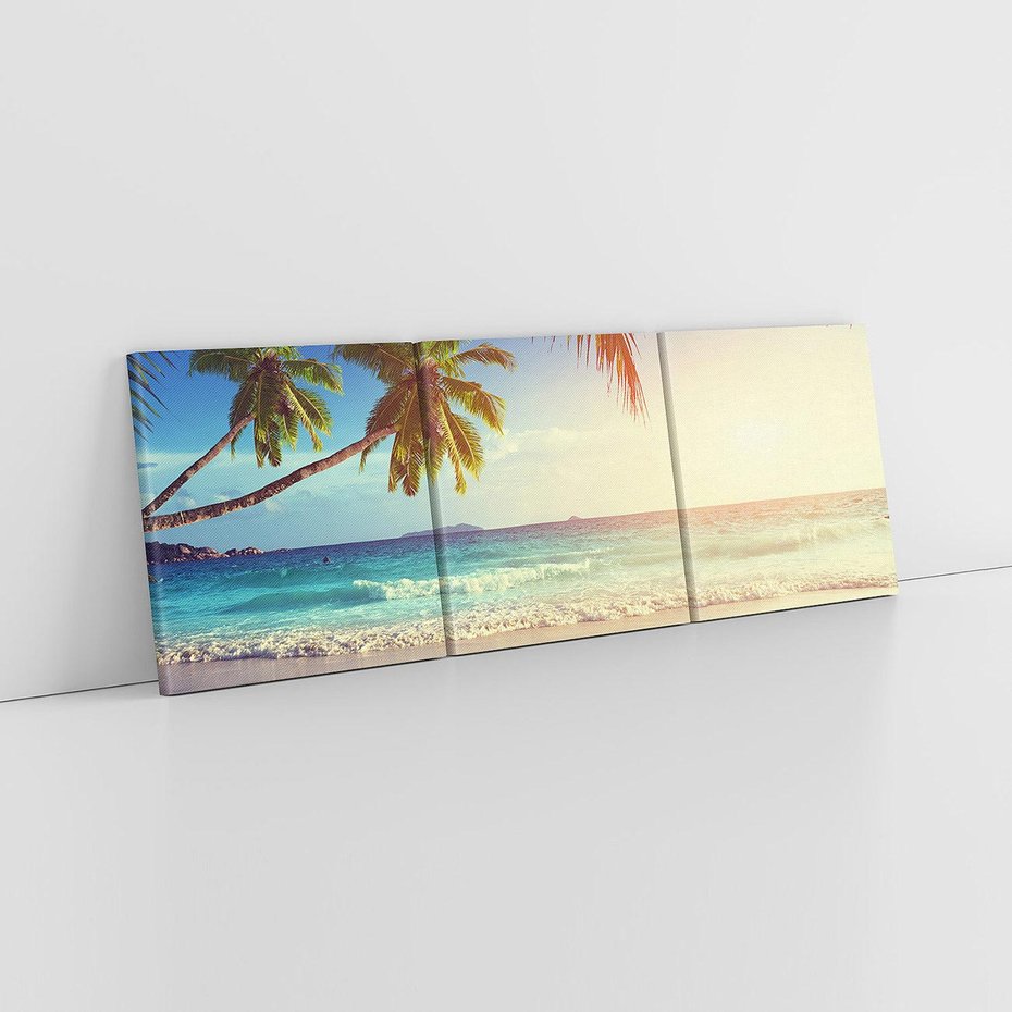 Obraz na płótnie 90x30 - Rajska plaża na Seszelach - Seszele, plaża