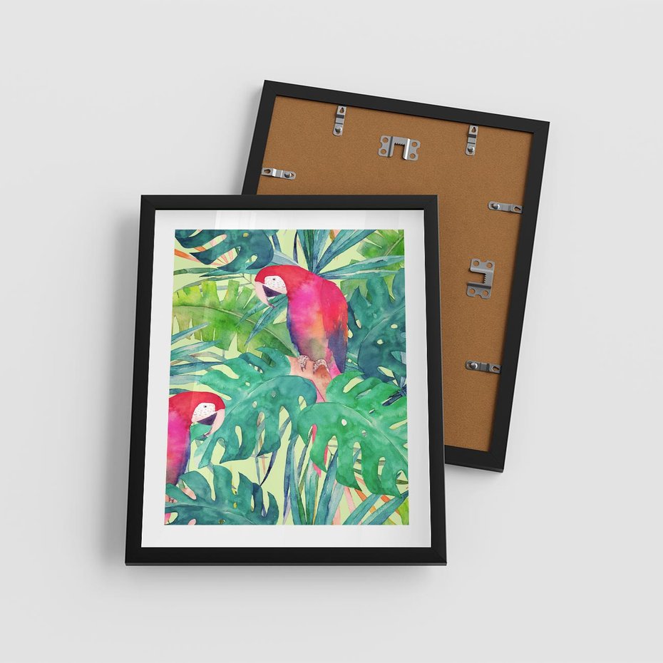 Plakat w ramie 40x50 - Egzotyczna Przygoda - tropikalne, liście - rama czarna