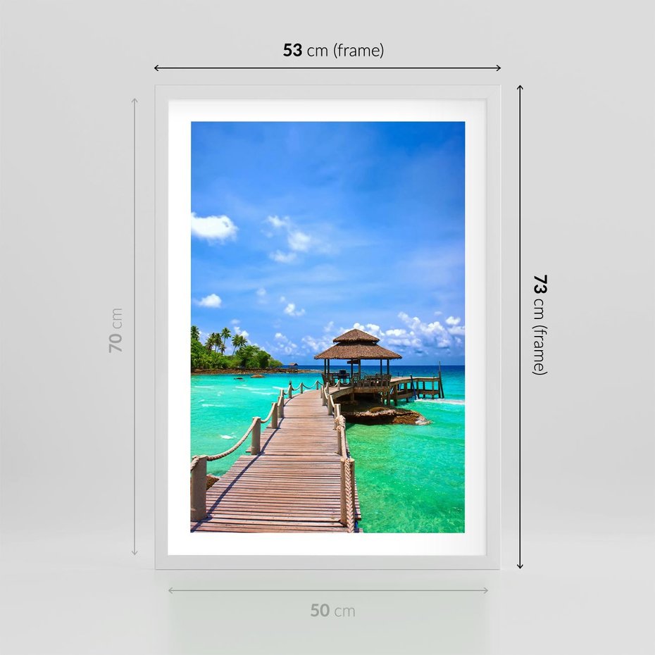 Plakat w ramie 50x70 - Magia tropikalnego oceanu - ocean, tropiki - rama biała
