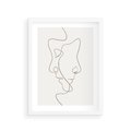 Plakat w ramie 30x40 - Jedna Linia, Dwie Twarze - minimalistyczny plakat, dwie twarze - rama biała