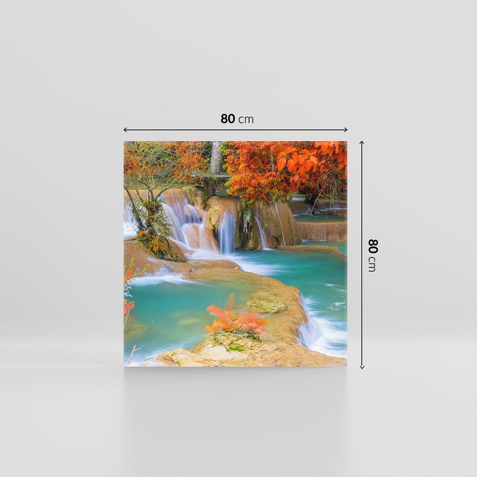 Obraz na płótnie 80x80 - Urok laotańskiego wodospadu - Laos, Azja