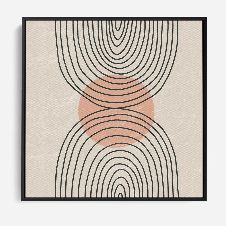Obraz w ramie 50x50 - Nowy Rytuał - abstrakcyjna sztuka, boho kształty - rama czarna