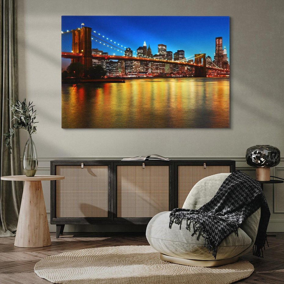 Obraz na płótnie 120x80 - Symbol nowojorskiego krajobrazu: most Brooklyn - most, NY