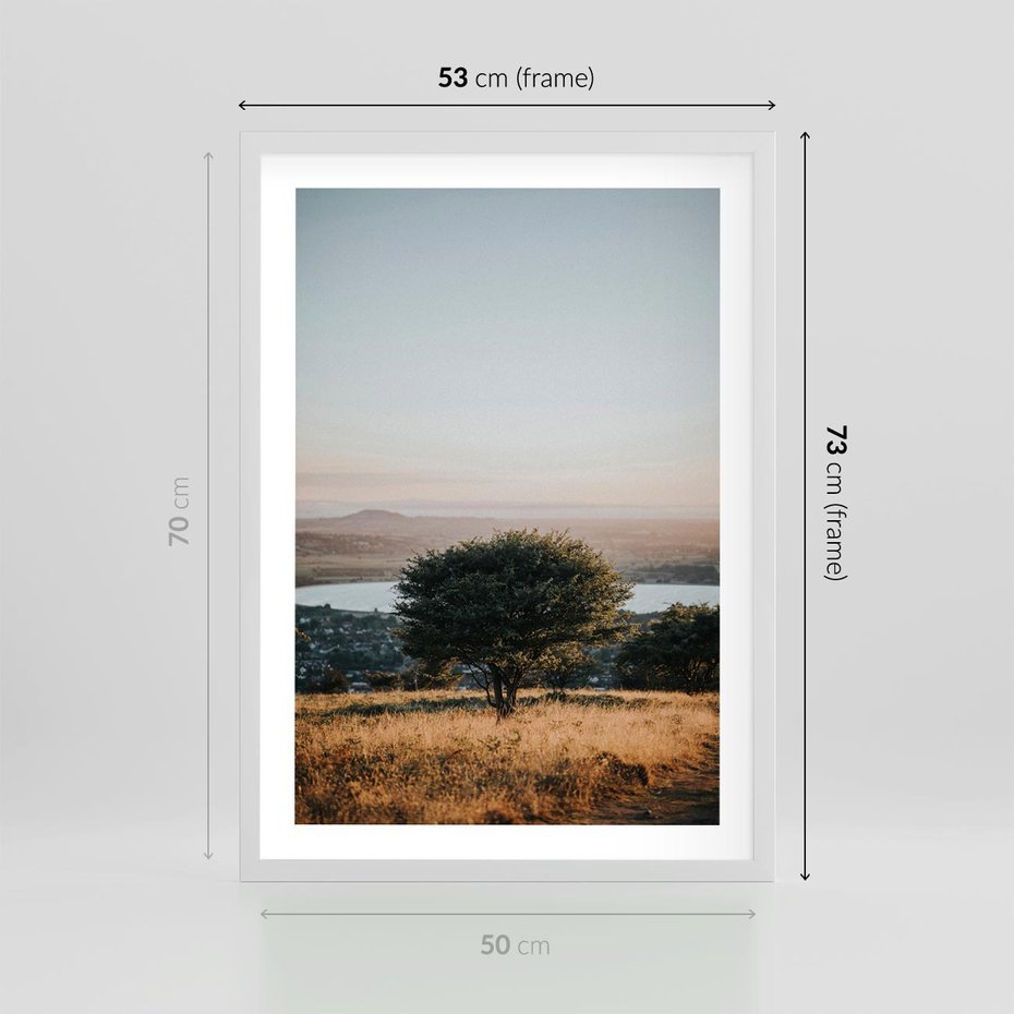 Plakat w ramie 50x70 - Siła Natury - drzewo, pejzaż - rama biała