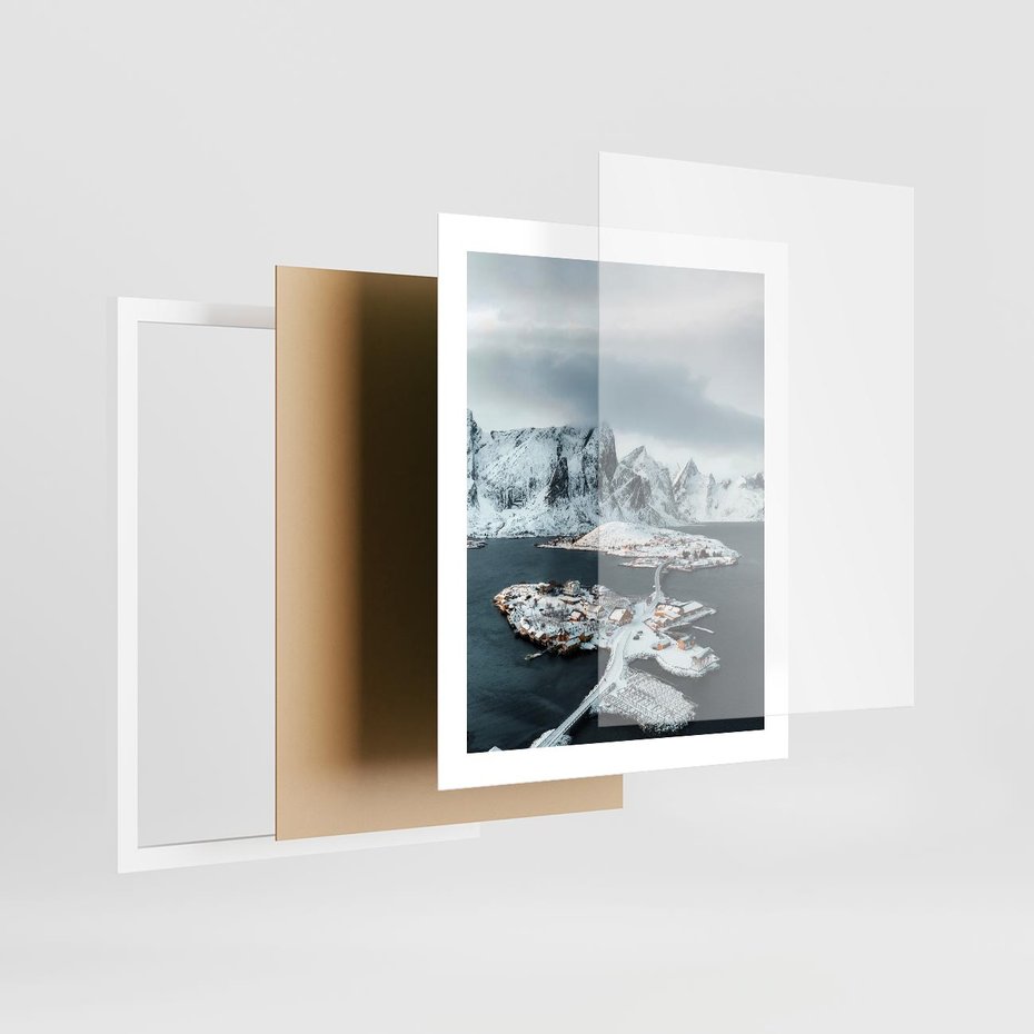 Plakat w ramie 40x50 - Ciepło i Urok Północy - skandynawskie, domki - rama biała