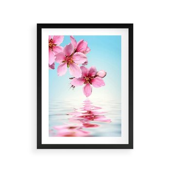 Plakat w ramie 40x50 - Magia kwitnącej wiśni - kwitnąca, wiśnia - rama czarna