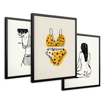 Zestaw obrazy w ramie 50x70 galeria - Kobiece, plakaty, bielizna, garderoba - rama czarna