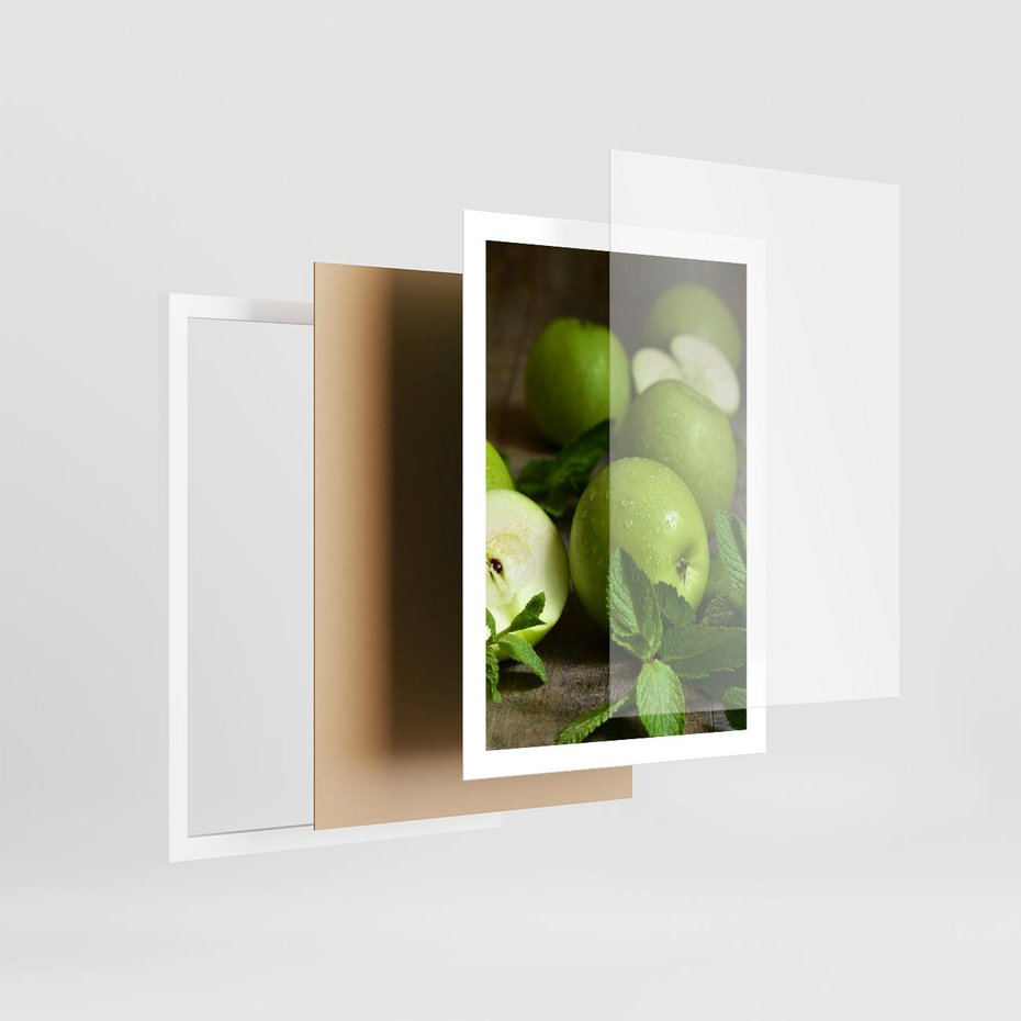 Plakat w ramie 50x70 - Jabłkowa kolorystyka - jabłka, owoce - rama biała