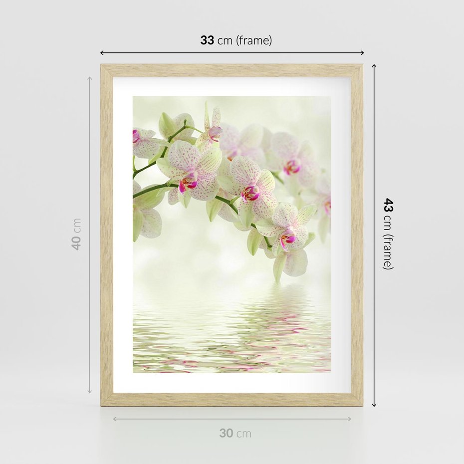 Plakat w ramie 30x40 - Orchidea w Spa - orchidea, kwiaty - rama drewno