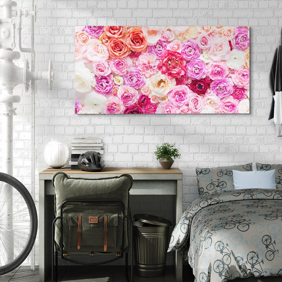 Obraz na płótnie 140x70 - Róże w pełnym rozkwicie - róże, kwiaty