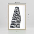 Plakat w ramie 50x70 - Wieżowiec na Monochromatycznym Obrazie - architektura, wieżowiec - rama drewno