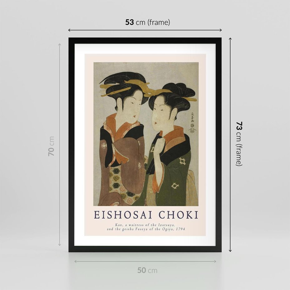 Plakat w ramie 50x70 - Reprodukcja Japońskiej Grafiki - eishosai choki, reprodukcja grafiki - rama czarna