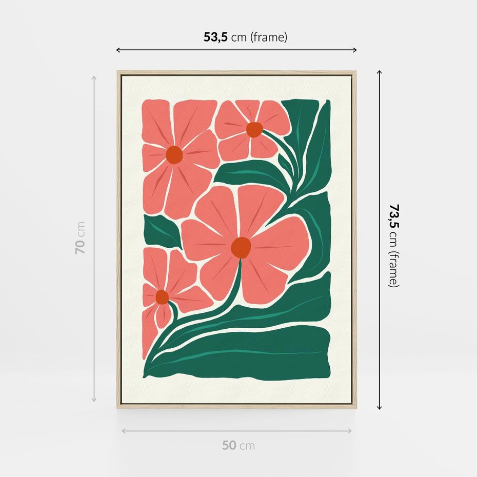 Obraz w ramie 50x70 - Energiczne Opowieści - kwiaty, sztuka nowoczesna - rama drewno