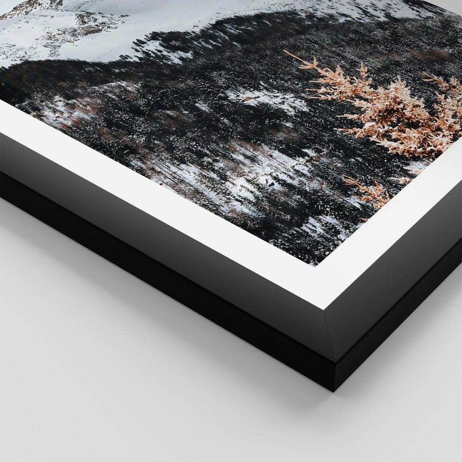 Plakat w ramie 40x50 - Górski Raj - góry, śnieg - rama czarna