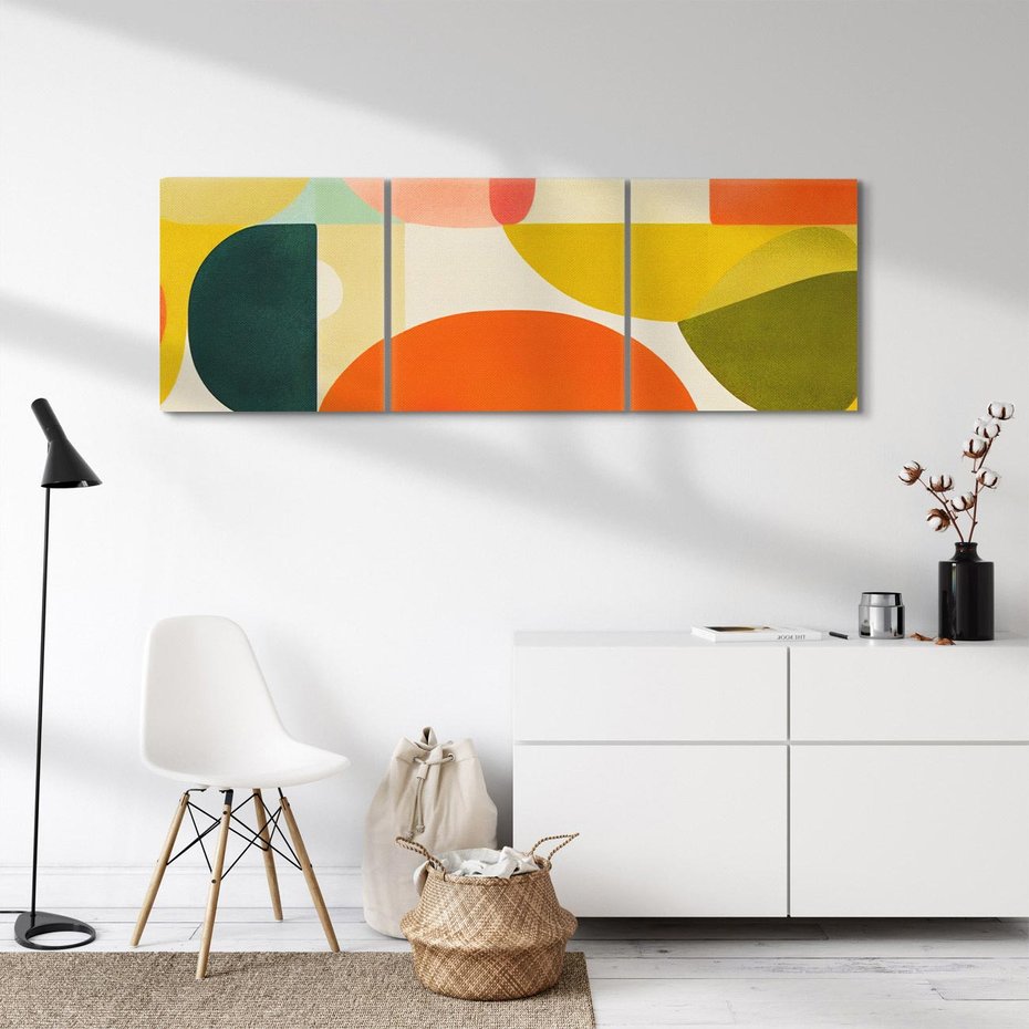 Obraz na płótnie 120x40 - Eklektyczne Oblicza - geometryczne kolorowe kształty, eksplozja kolorów