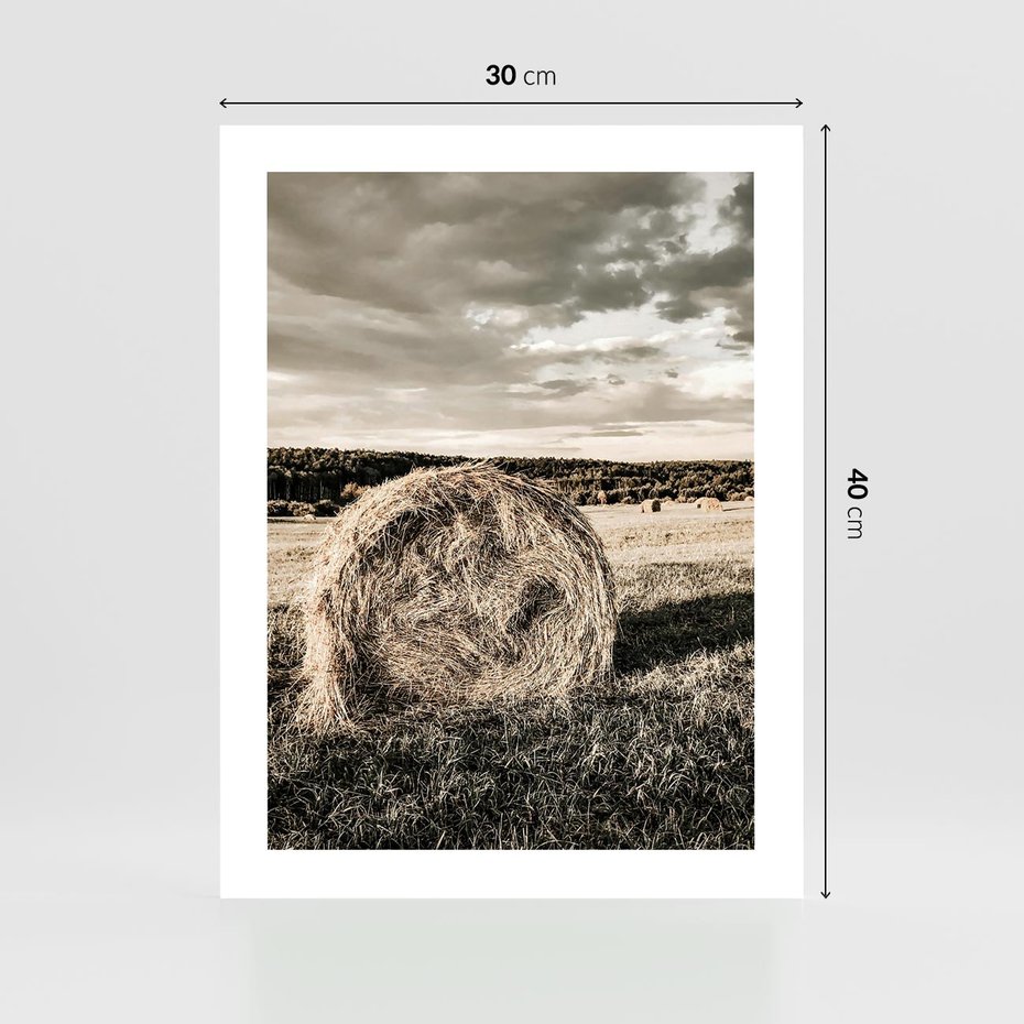 Plakat bez ramy 30x40 - Ciepło Natury - snopki siana, pole