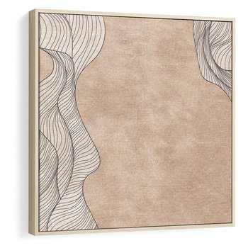 Obraz w ramie 50x50 - Symfonia uczuć i kształtów - delikatna kompozycja, falujące linie - rama drewno