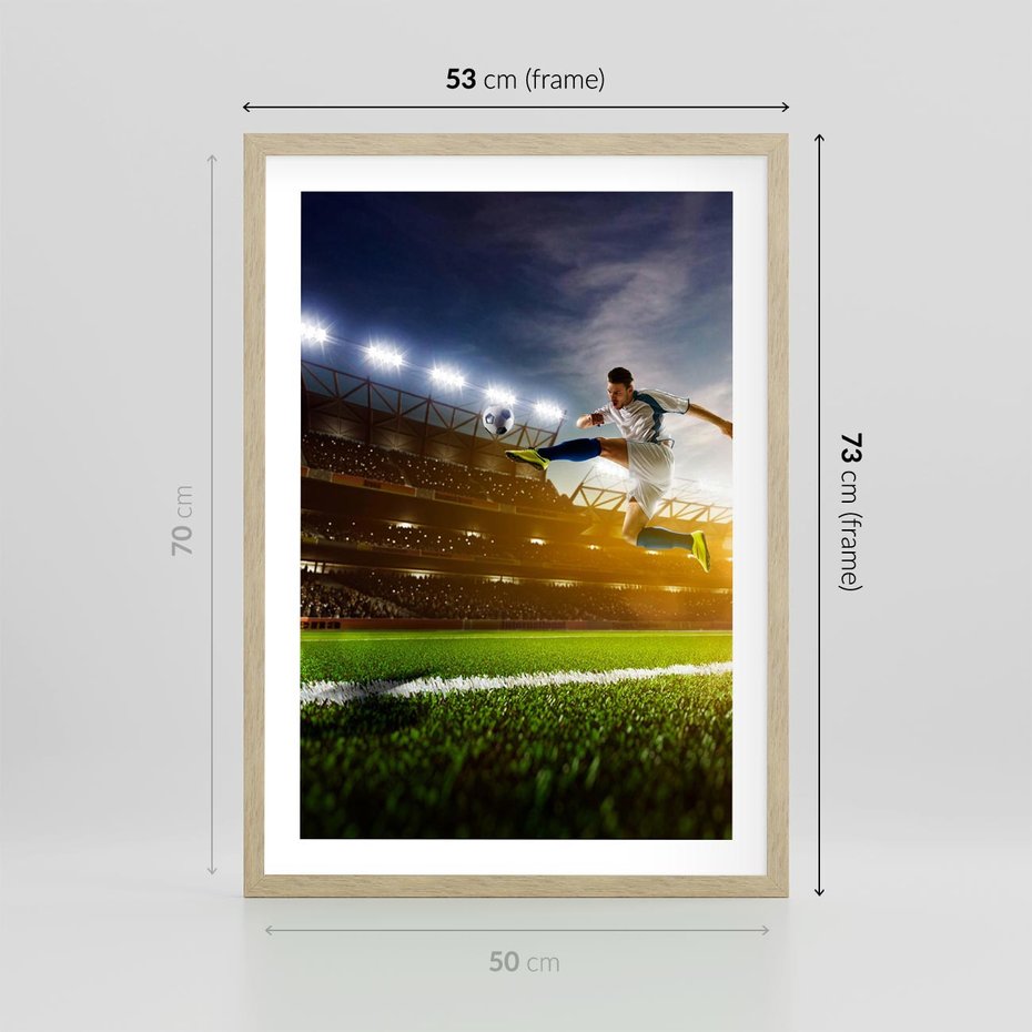 Plakat w ramie 50x70 - Gol! Magia piłki nożnej - gol, piłka - rama drewno