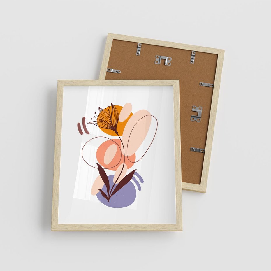 Plakat w ramie 40x50 - Kwiatowa Impresja - abstrakcyjna sztuka, plamy - rama drewno