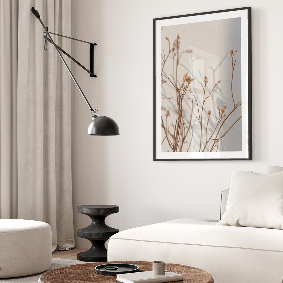 Plakat w ramie 50x70 - Boho gałązki suche - gałązki, suche - rama czarna