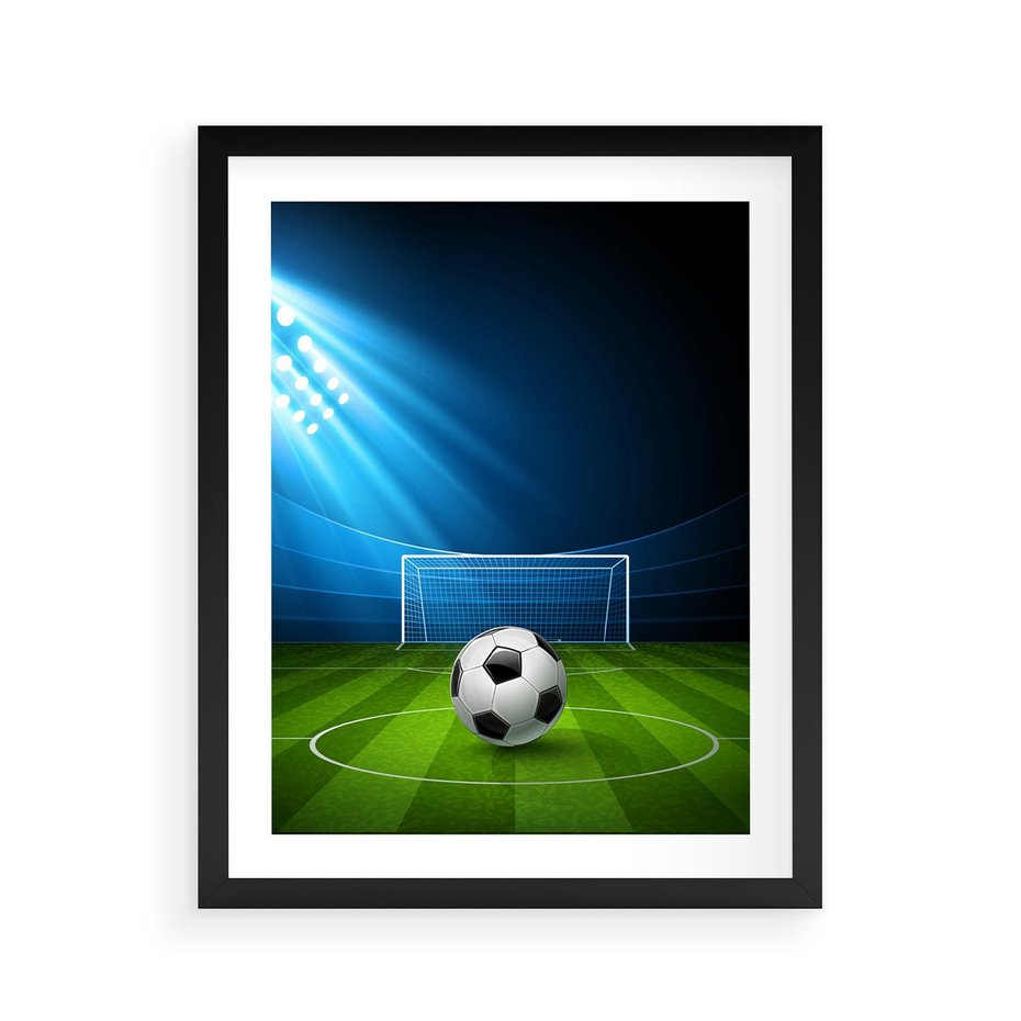 Plakat w ramie 40x50 - Piłkarska ekscytacja w momencie gola - piłka, nożna - rama czarna