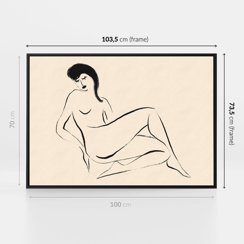 Obraz w ramie 100x70 - Piękno w Minimalizmie - abstrakcyjny rysunek, minimalistyczna kreska - rama czarna