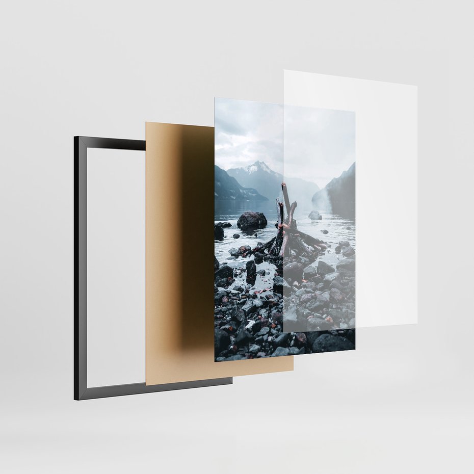 Zestaw obrazy w ramie 30x40 galeria - Zima, góry, suche, trawy, boho - rama czarna