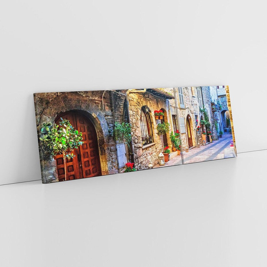 Obraz na płótnie 120x40 - Kwiecista uliczka - uliczka, miasto