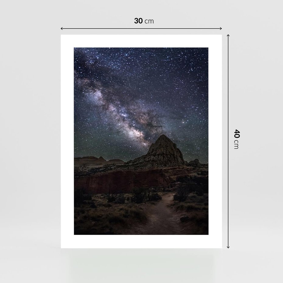 Plakat bez ramy 30x40 - Gwiaździsta Noc na Pustyni - noc na pustyni, gwiździste niebo