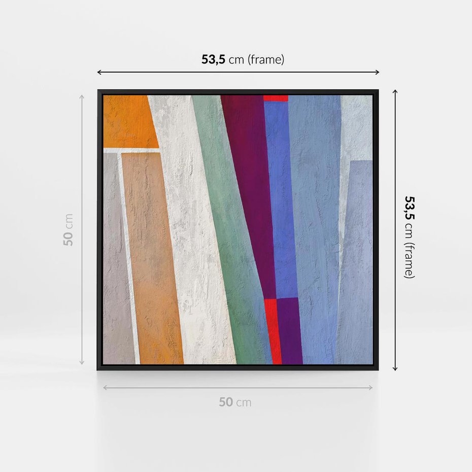 Obraz w ramie 50x50 - Księga Ukrytych Odbić - abstrakcyjne dziwne kształty, olejny obraz - rama czarna